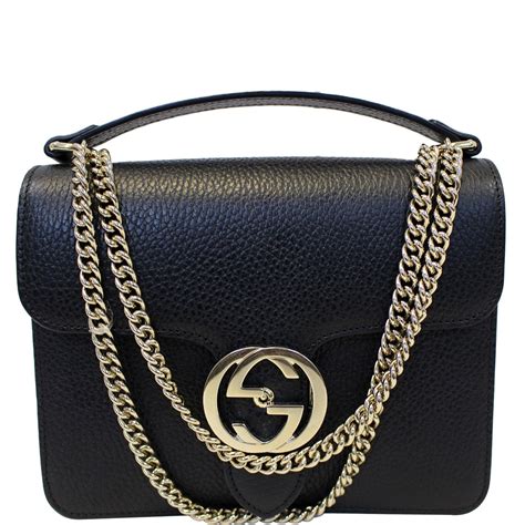 gucci interlocking g black calf leather chain crossbody bag|gucci crossbody bags for women.